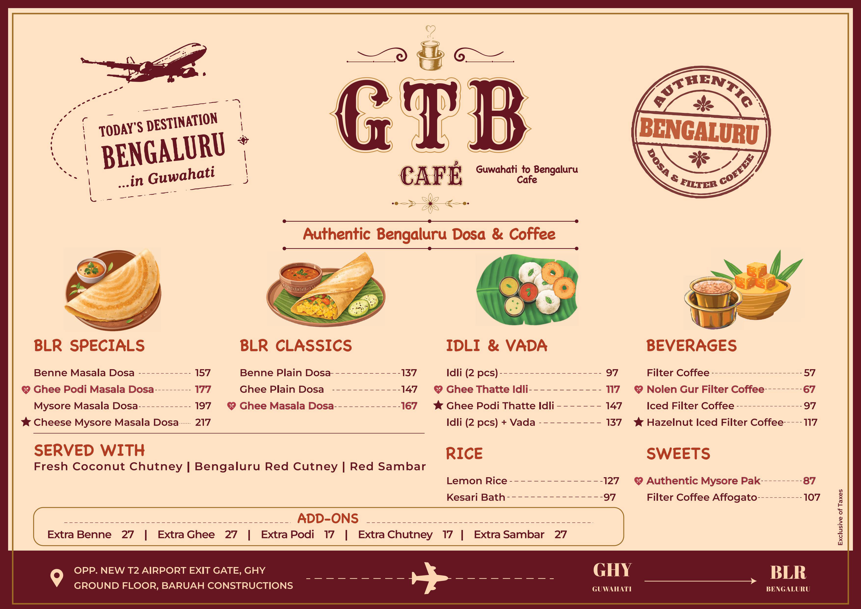 GTB Café Menu Page 1